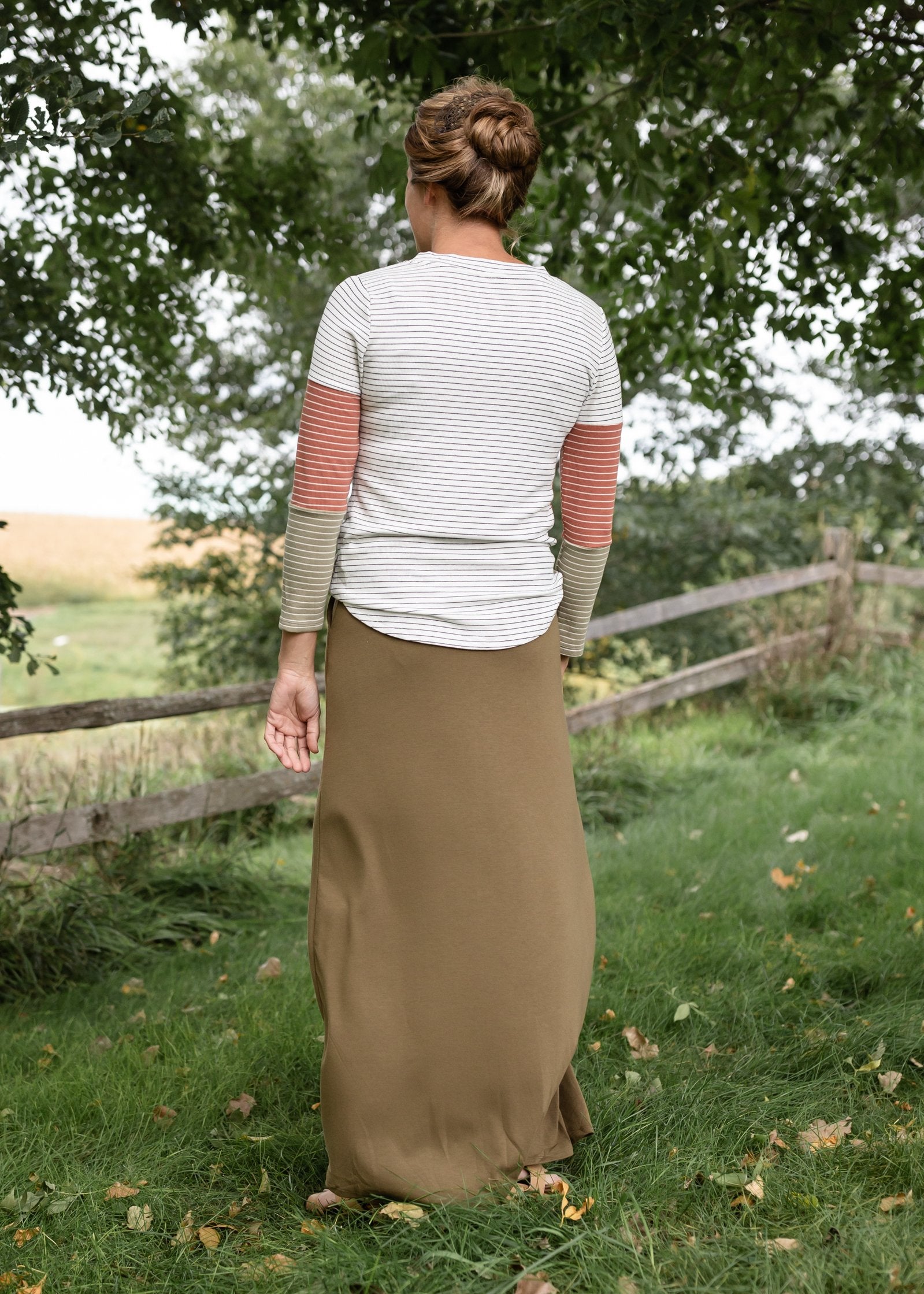Olive Tie Waist Long Maxi Skirt - FINAL SALE Skirts Zenana