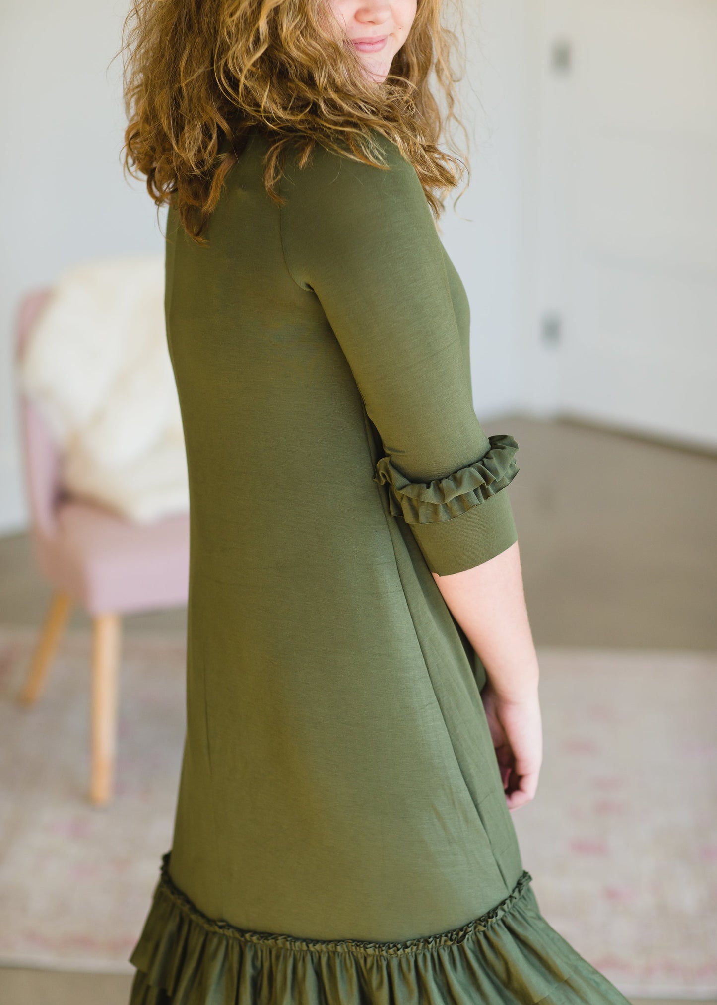 Olive Tiered Ruffle Midi Dress - FINAL SALE Dresses
