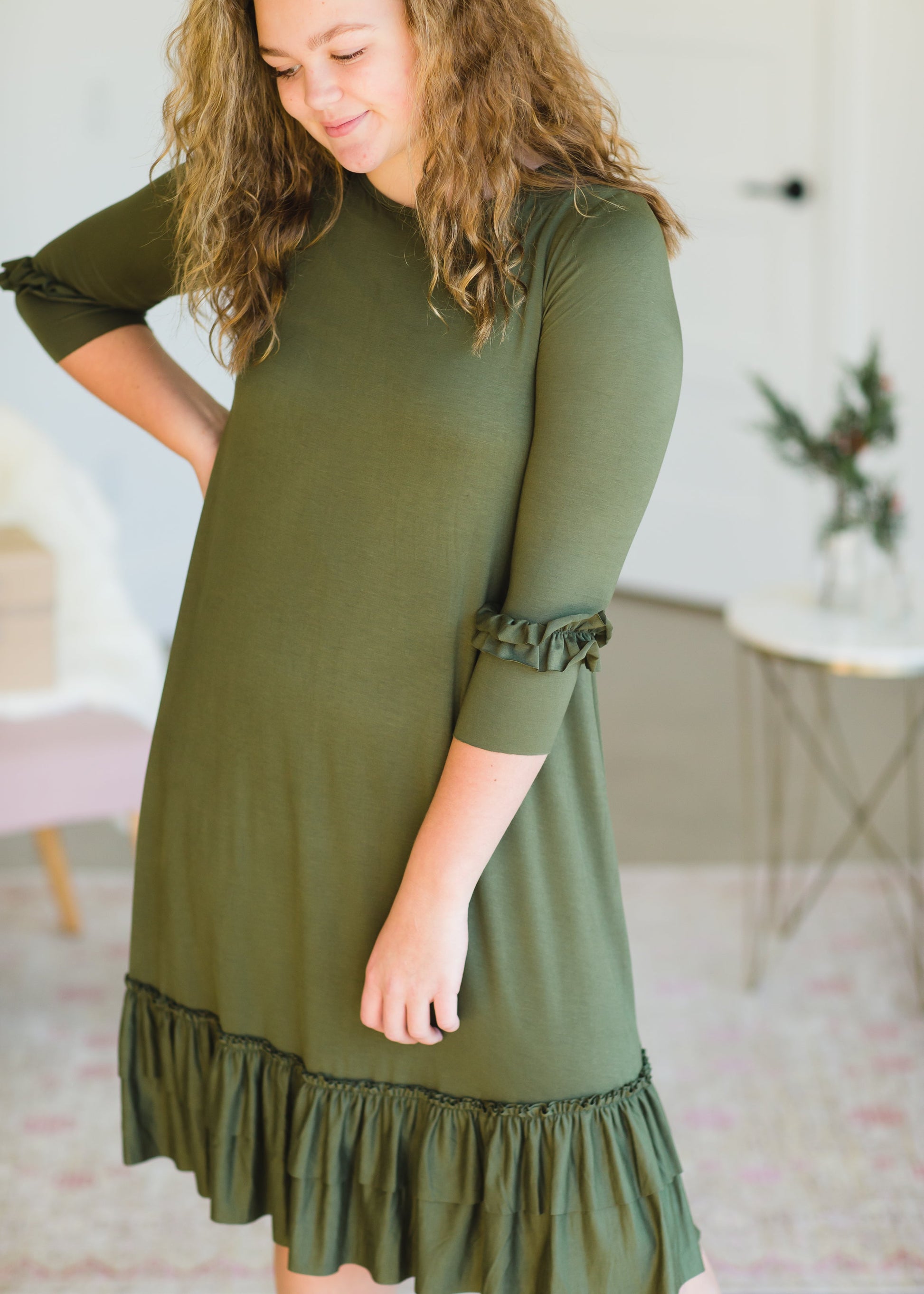 Olive Tiered Ruffle Midi Dress - FINAL SALE Dresses