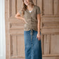Olive V-Neck Smocked Top Shirt