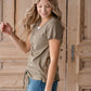Olive V-Neck Smocked Top Shirt Hayden