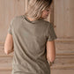 Olive V-Neck Smocked Top Shirt Hayden