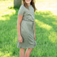 Olive Waist Tie Short Sleeve Midi Dress - FINAL SALE Dresses