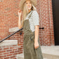 Olive + White Striped 3/4 Sleeve Top Tops Tea & Rose
