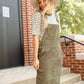 Olive + White Striped 3/4 Sleeve Top Tops Tea & Rose