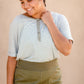 Olive & White Striped Top Tops