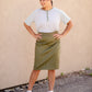 Olive & White Striped Top Tops
