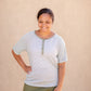 Olive & White Striped Top Tops