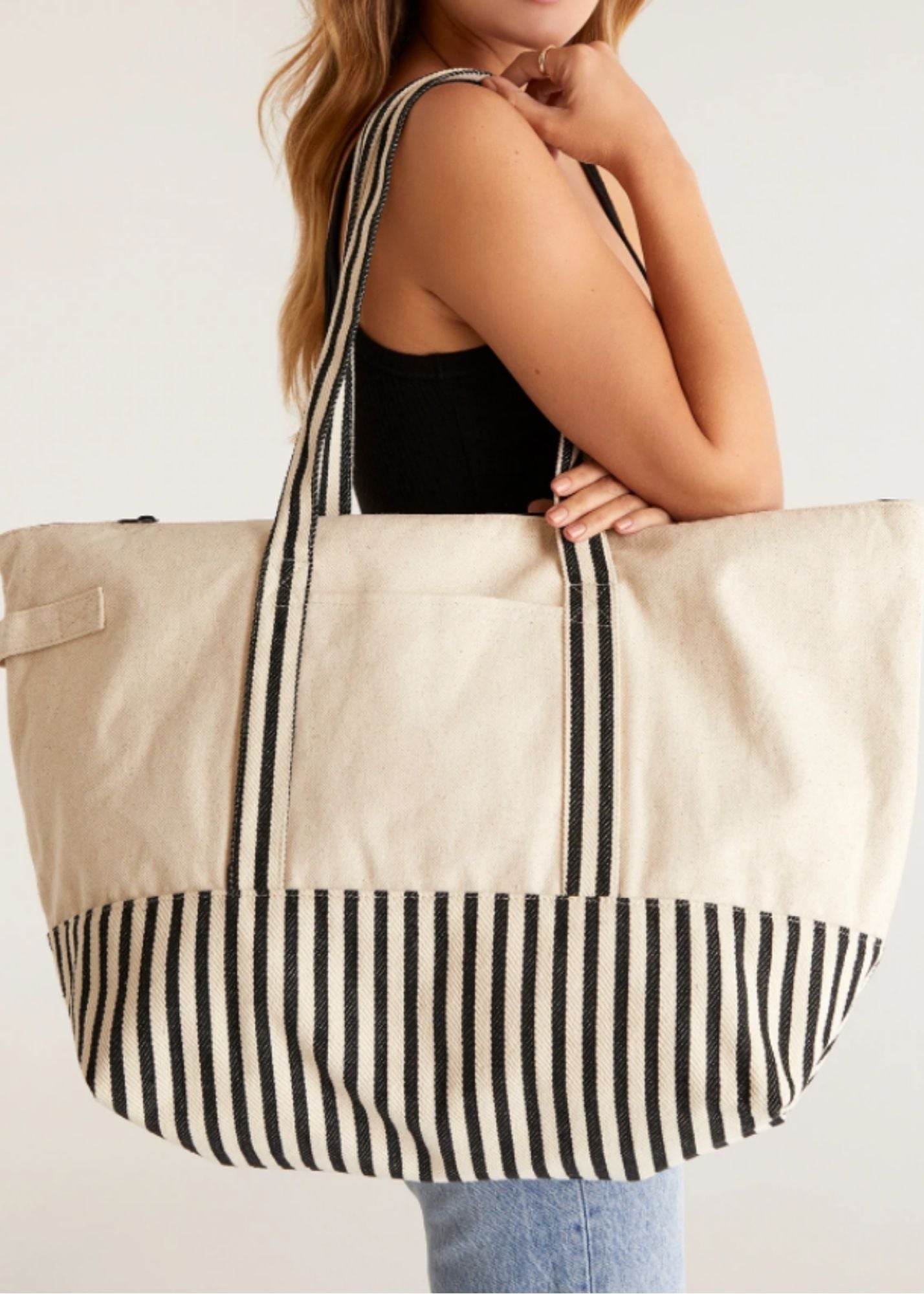 On the Go Stripe Natural Tote Accessories Z Supply