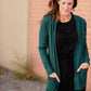 Open Front Long Sleeve Knit Sweater Pocket Cardigan Tops Tea N Rose Hunter Green / S