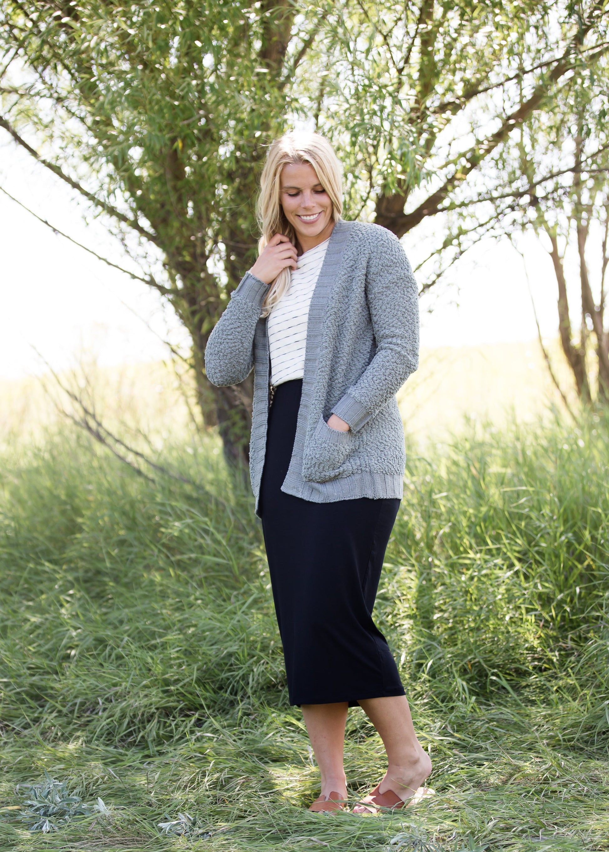 olive popcorn knit open front cozy cardigan