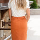 Orange Square Patch Pocket Midi Skirt - FINAL SALE Skirts
