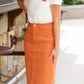 Orange Square Patch Pocket Midi Skirt - FINAL SALE Skirts