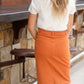 Orange Square Patch Pocket Midi Skirt - FINAL SALE Skirts