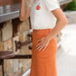 Orange Square Patch Pocket Midi Skirt - FINAL SALE Skirts