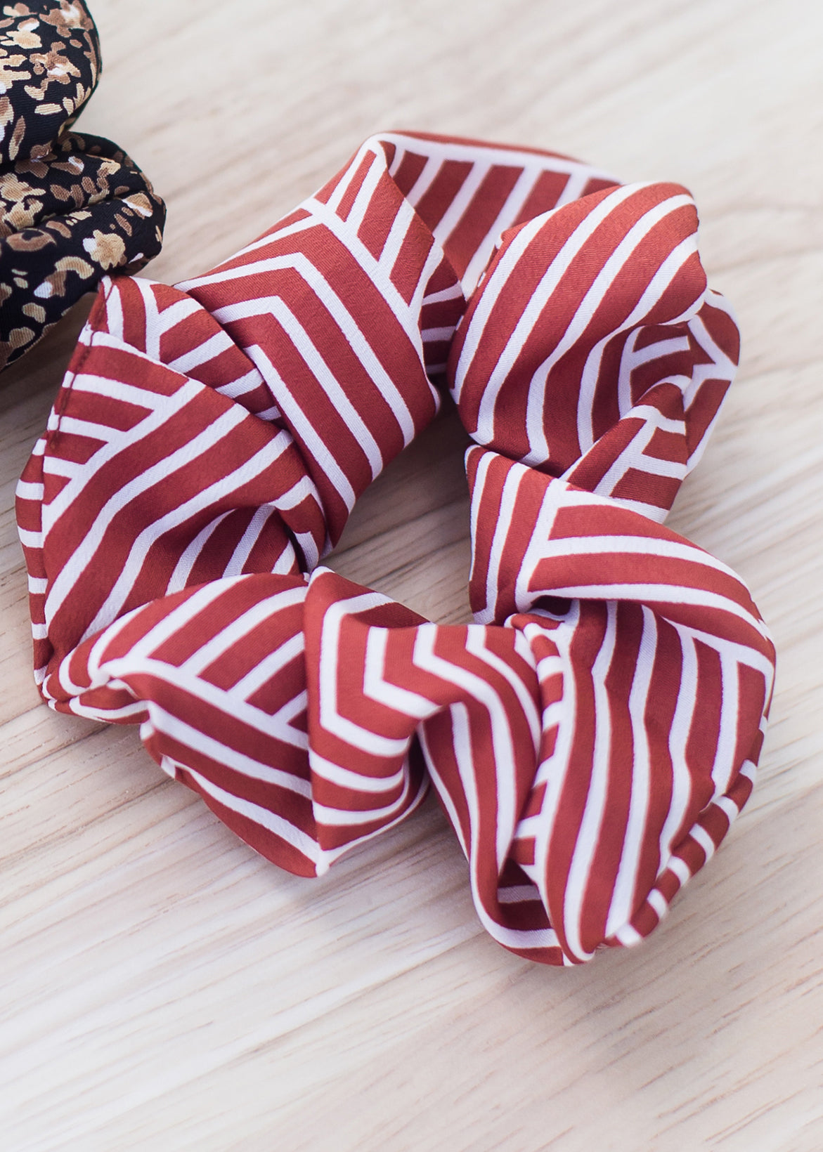 orange striped hair scrunchie