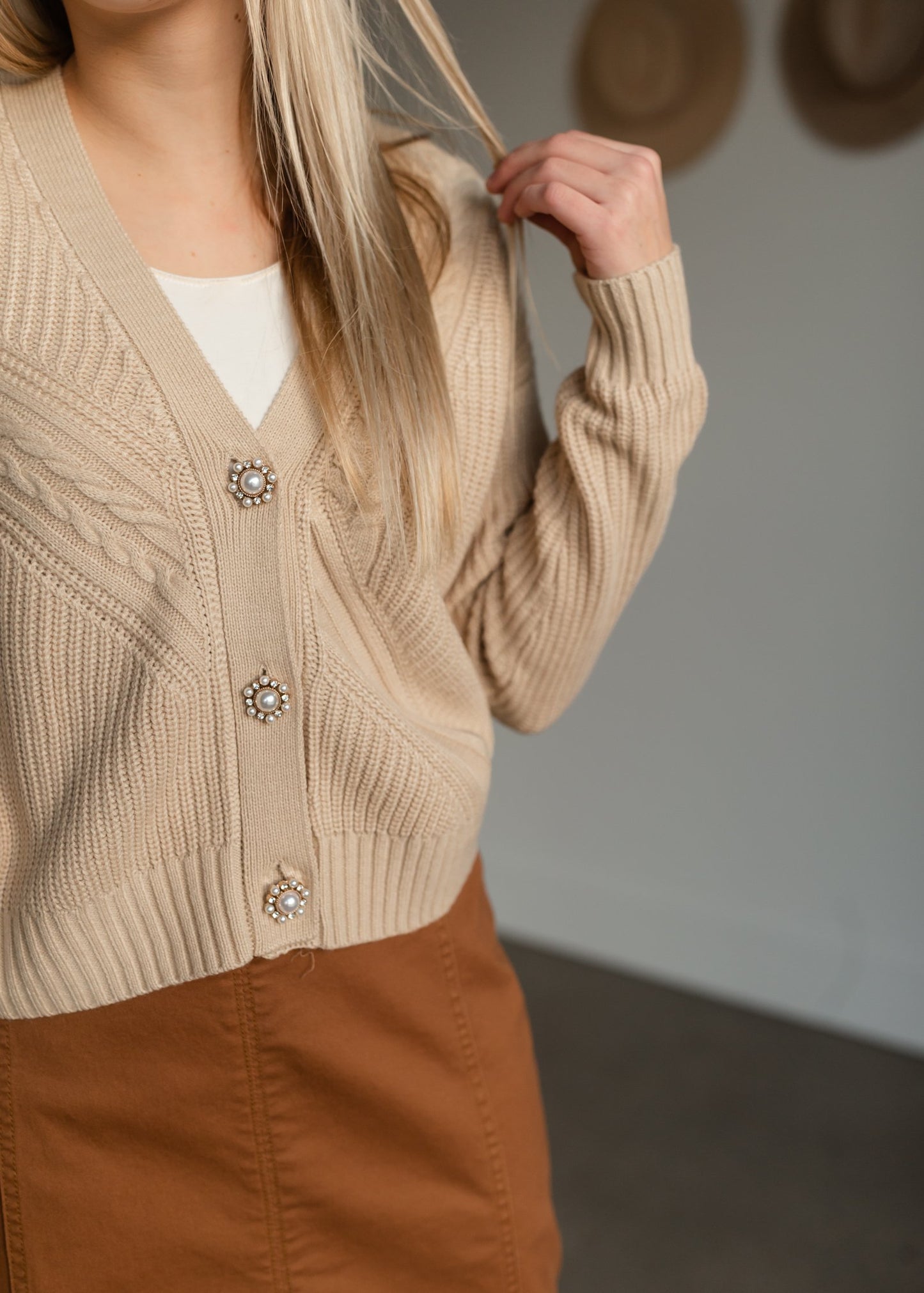 Orla Pearl Button Front Cardigan Tops Heartloom