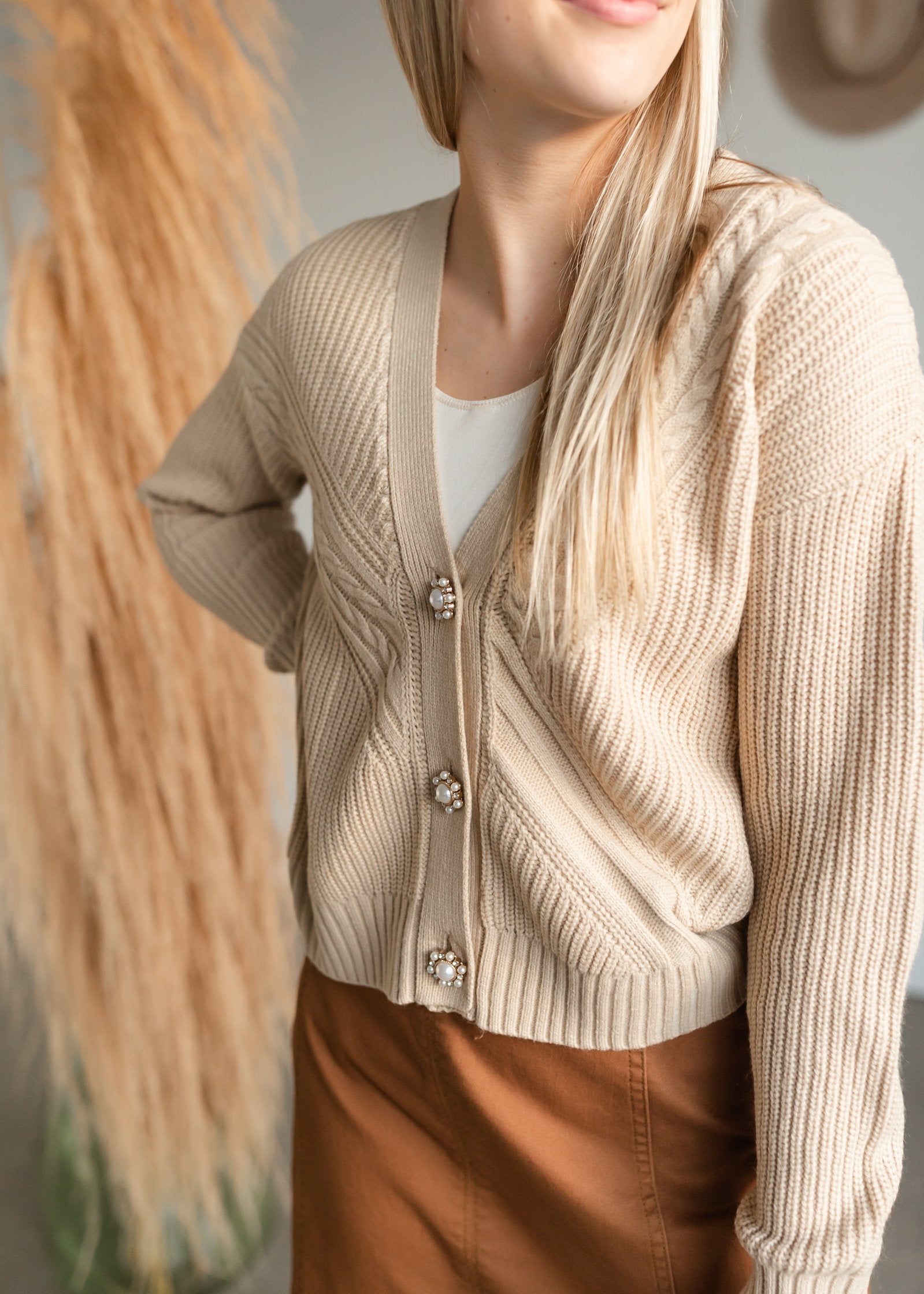 Orla Pearl Button Front Cardigan Tops Heartloom