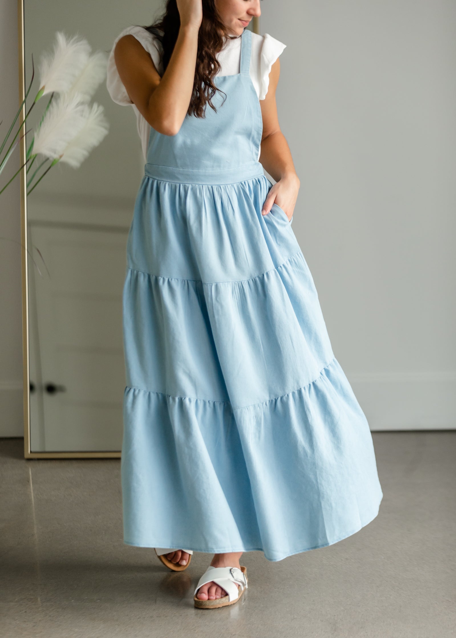 Overall Ruffled Maxi Dress Dresses Polagram & BaeVely Light Wash / S