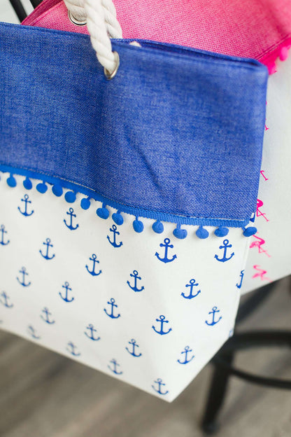 Oversize Canvas Beach Tote-FINAL SALE Accessories Navy