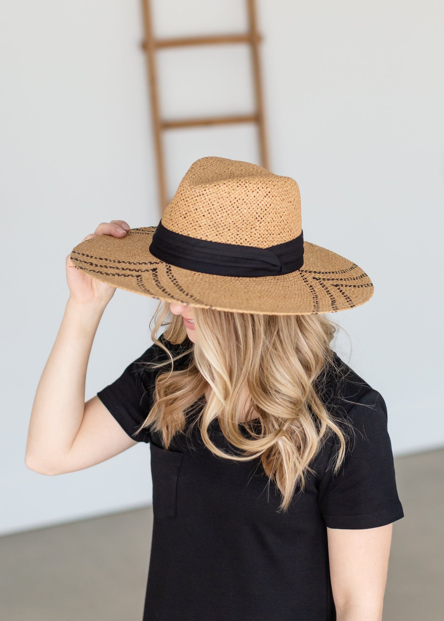 Oversized Black Detail Sun Hat Accessories Fame Accessories