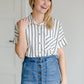 Oversized Button Up Striped Blouse - FINAL SALE Tops