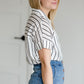 Oversized Button Up Striped Blouse - FINAL SALE Tops
