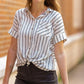 Oversized Button Up Striped Blouse - FINAL SALE Tops