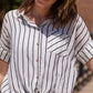 Oversized Button Up Striped Blouse - FINAL SALE Tops