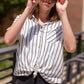 Oversized Button Up Striped Blouse - FINAL SALE Tops