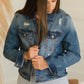 Oversized  Distressed Denim Jacket - FINAL SALE Tops