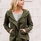 Modest women's olive hooded military oversized parka 