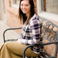 Women's modest black and taupe plaid raglan maternity shirt