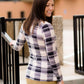 Women's modest black and taupe plaid raglan maternity shirt