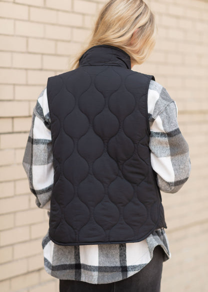 Padding Solid Vest with Collar Tops