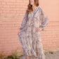 Paisley Lace Trim Button V-Neck Tiered Maxi Dress Dresses Dress Forum