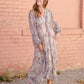 Paisley Lace Trim Button V-Neck Tiered Maxi Dress Dresses Dress Forum