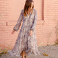 Paisley Lace Trim Button V-Neck Tiered Maxi Dress Dresses Dress Forum