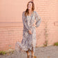 Paisley Lace Trim Button V-Neck Tiered Maxi Dress Dresses Dress Forum