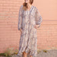 Paisley Lace Trim Button V-Neck Tiered Maxi Dress Dresses Dress Forum