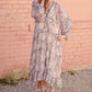 Paisley Lace Trim Button V-Neck Tiered Maxi Dress Dresses Dress Forum
