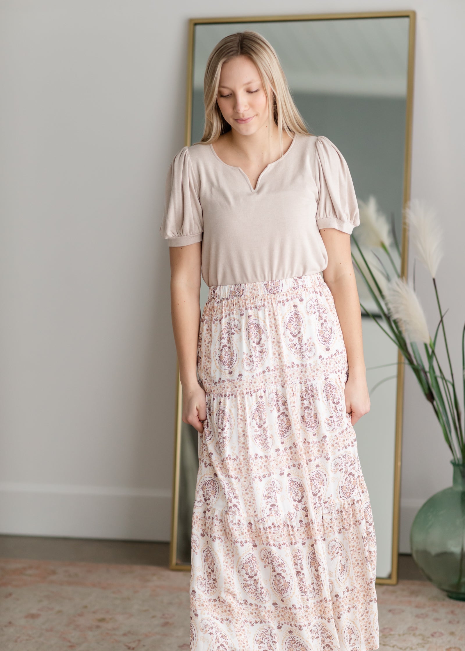 Paisley Print Tiered Skirt Skirts Les Amis