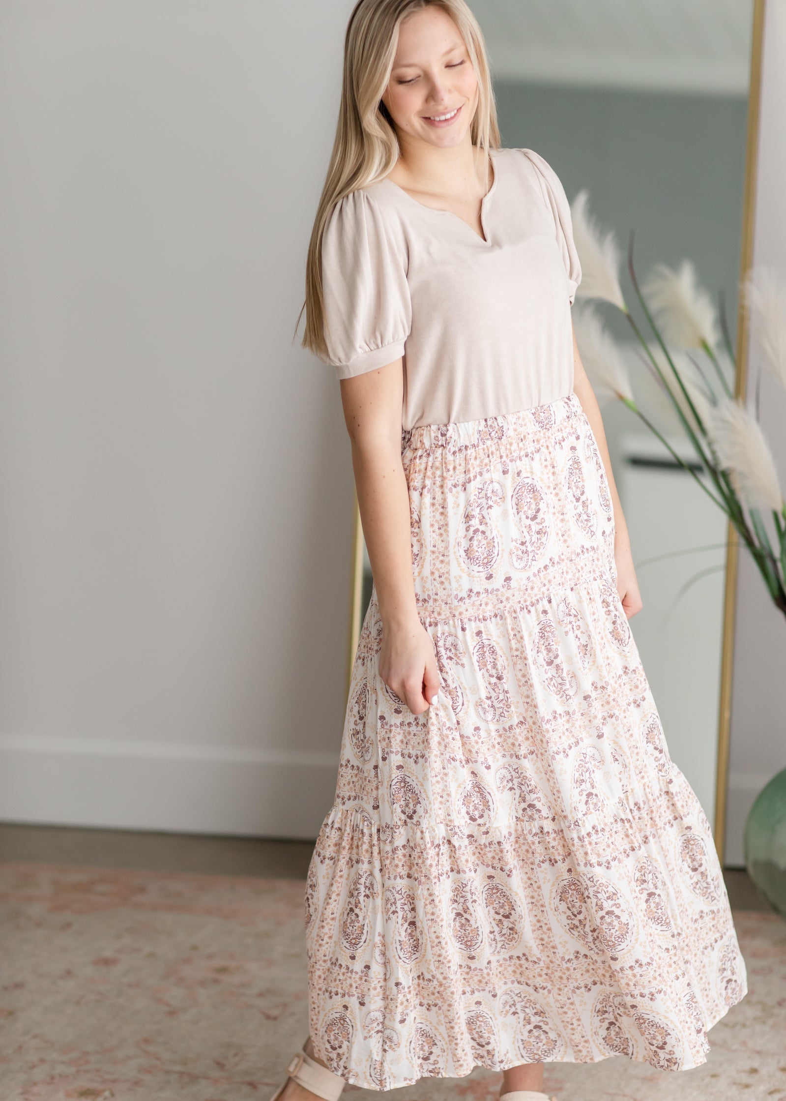 Paisley Print Tiered Skirt Skirts Les Amis