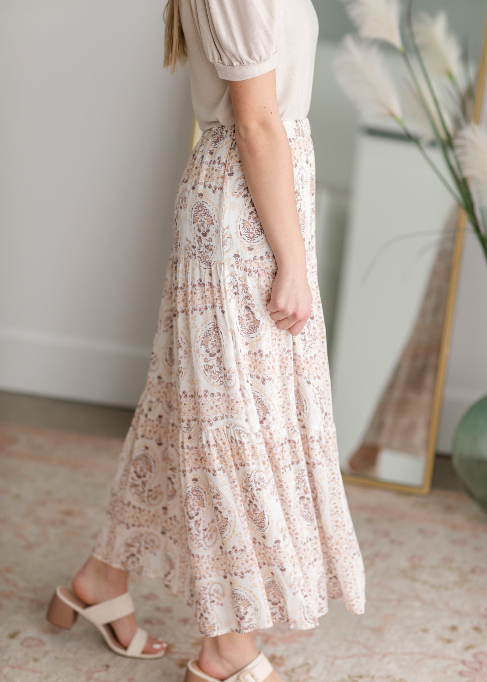 Paisley Print Tiered Skirt Skirts Les Amis