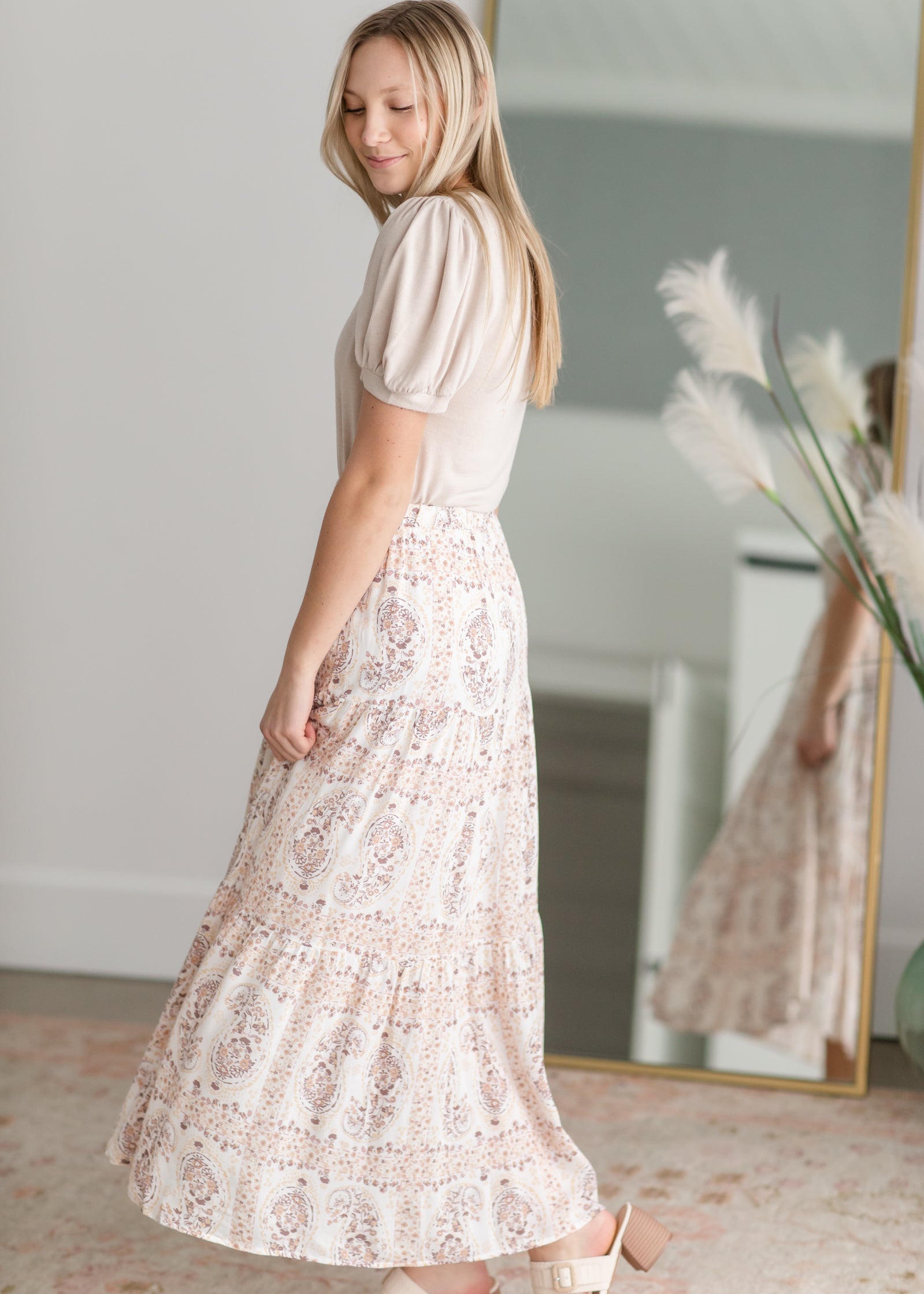 Paisley Print Tiered Skirt Skirts Les Amis