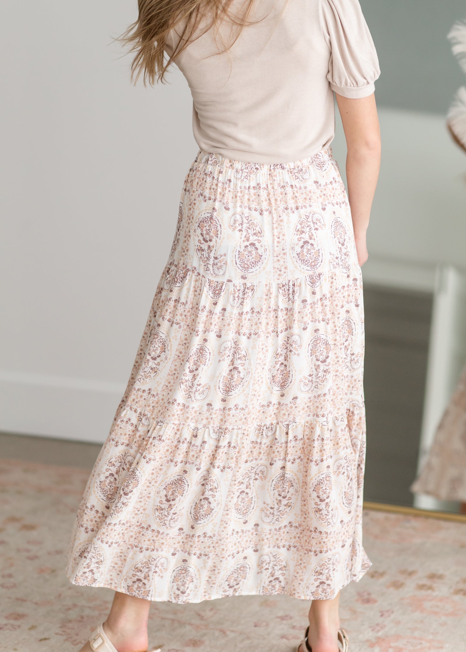 Paisley Print Tiered Skirt Skirts Les Amis