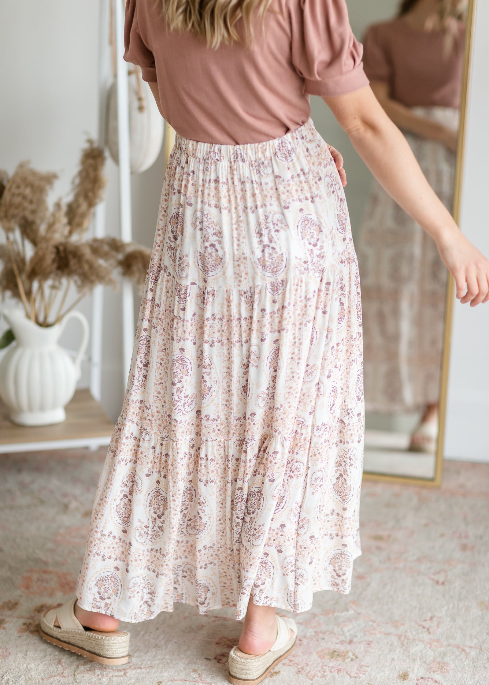 Paisley Print Tiered Skirt Skirts Les Amis
