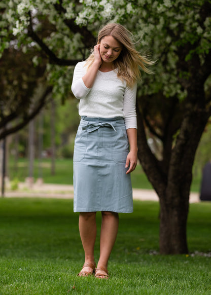 Paper Bag Tie Light Blue Midi Skirt - FINAL SALE Skirts