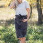 Paperbag Belted Acid Wash Denim Midi Skirt - FINAL SALE Skirts Tea N Rose