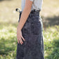 Paperbag Belted Acid Wash Denim Midi Skirt Skirts Tea N Rose